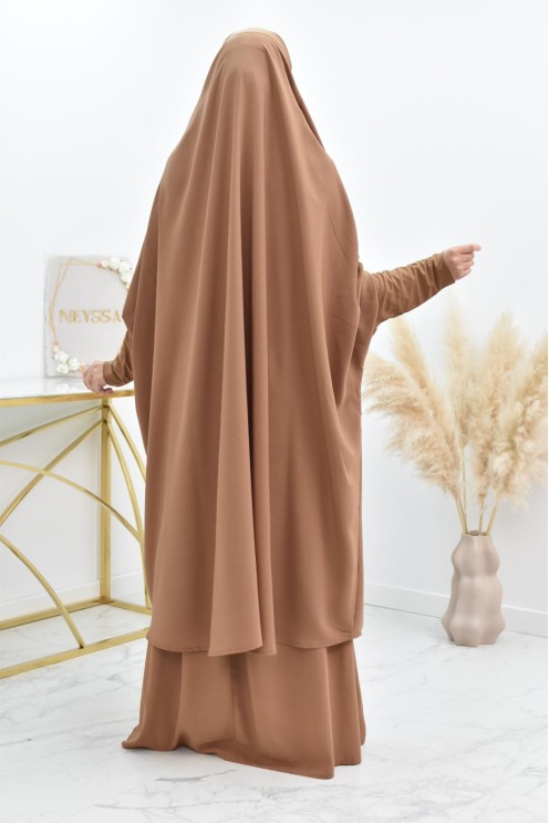 jilbab 2 pieces en wool peach haut de gamme et pas cher