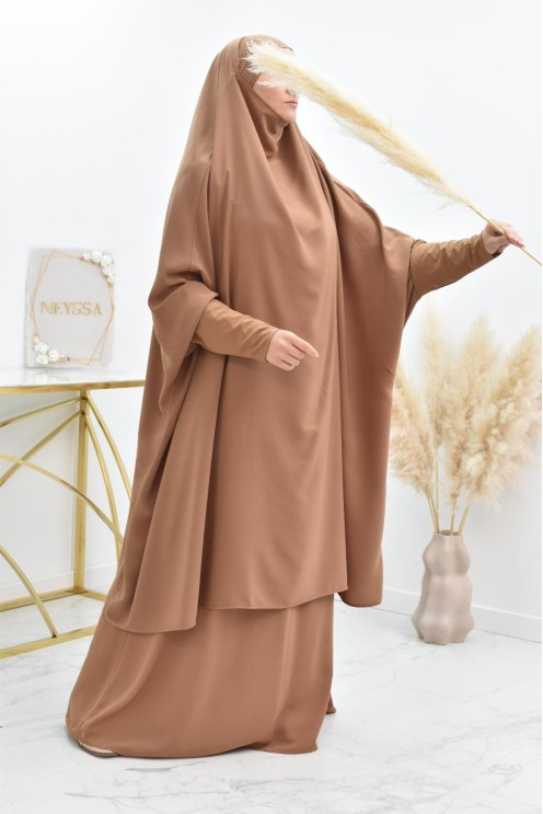 jilbab 2 pieces en wool peach haut de gamme et pas cher