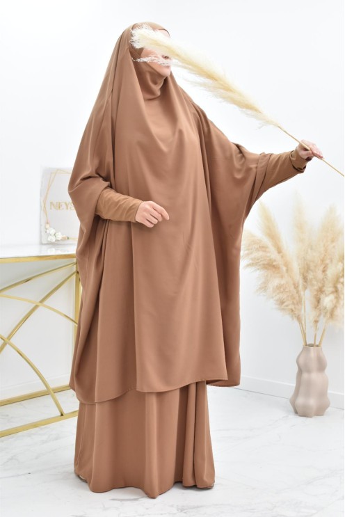 jilbab 2 pieces en wool peach haut de gamme et pas cher