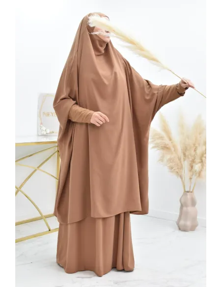 jilbab 2 pieces en wool peach haut de gamme et pas cher