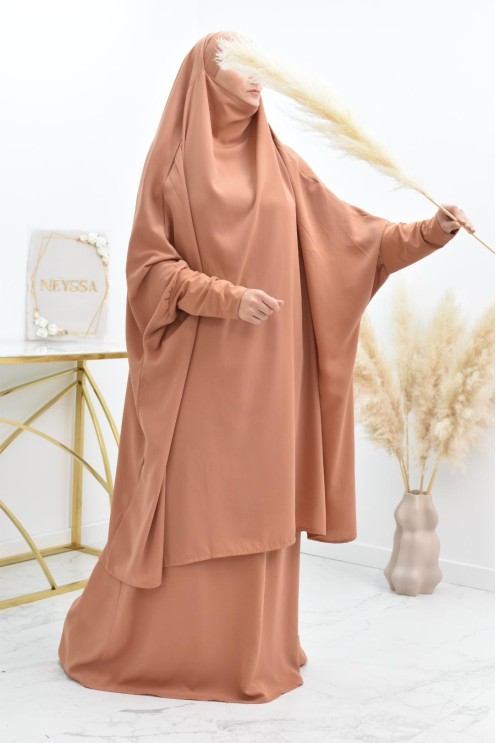 jilbab 2 pieces en wool peach haut de gamme et pas cher