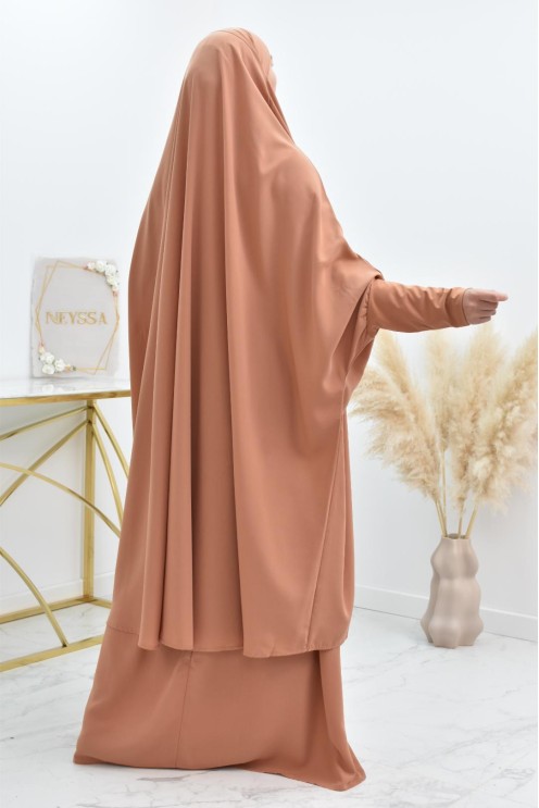 jilbab 2 pieces en wool peach haut de gamme et pas cher