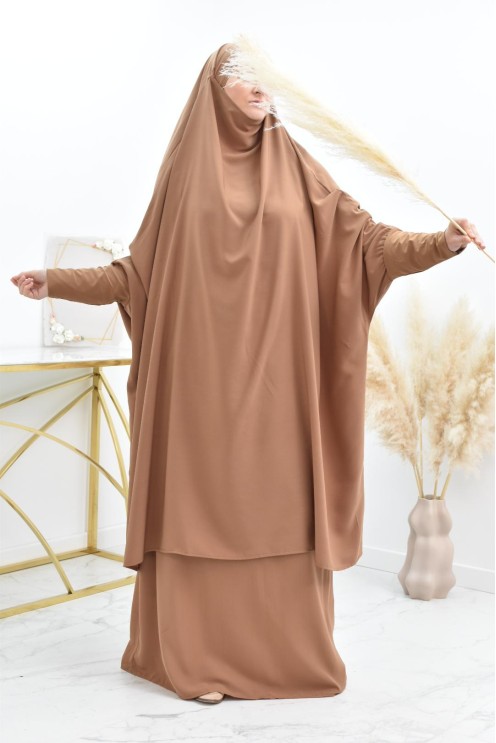 jilbab 2 pieces en wool peach haut de gamme et pas cher