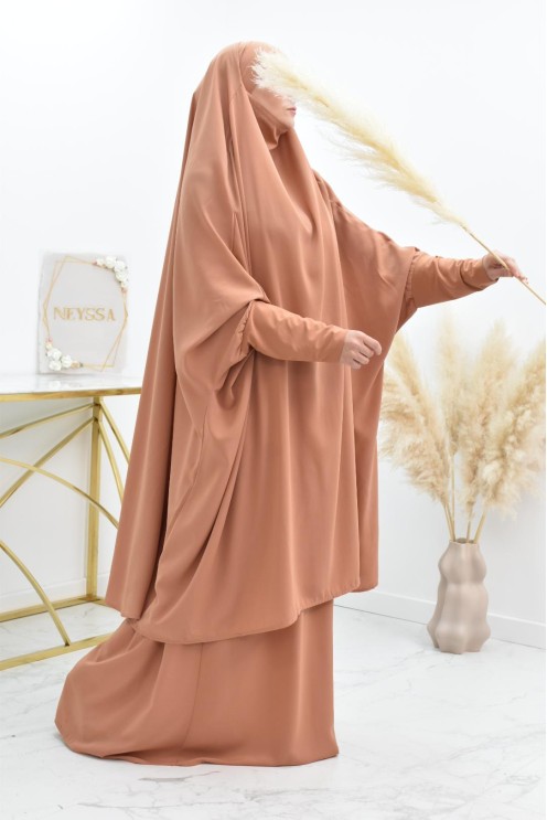 jilbab 2 pieces en wool peach haut de gamme et pas cher