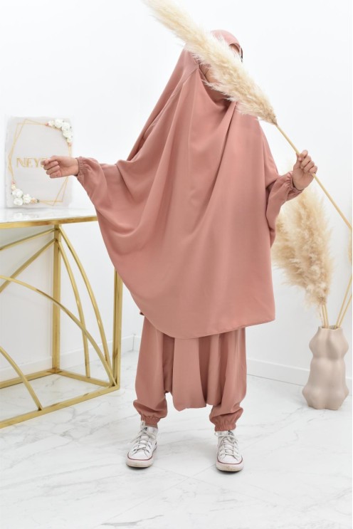 Jilbeb fille 2 pièces sarouel pour prier ou se rendre à la mosquée