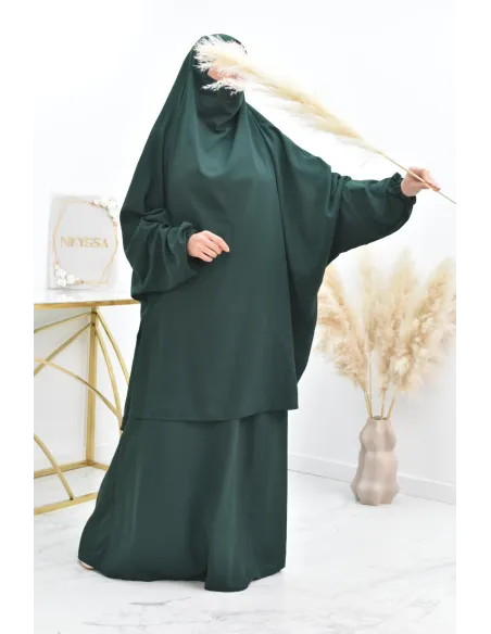Ensemble jilbab 2 pièces tissu haut de gamme couleurs tendances