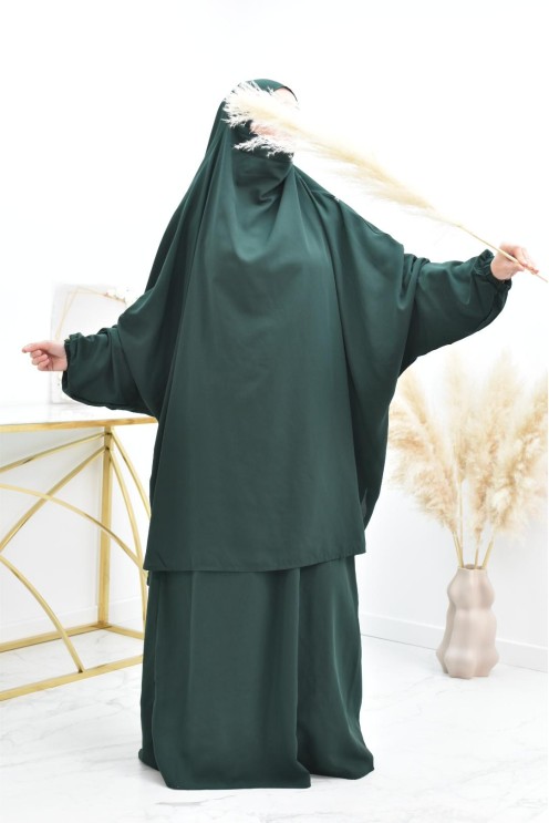 Ensemble jilbab 2 pièces tissu haut de gamme couleurs tendances