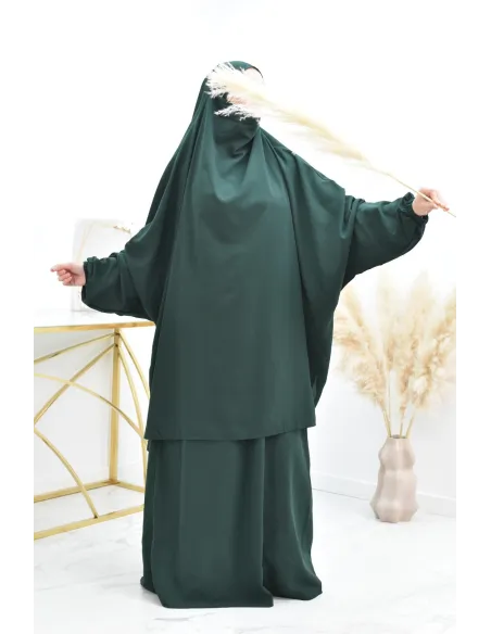 Ensemble jilbab 2 pièces tissu haut de gamme couleurs tendances