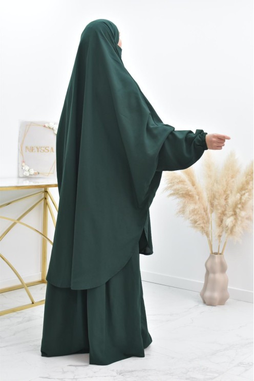 Ensemble jilbab 2 pièces tissu haut de gamme couleurs tendances