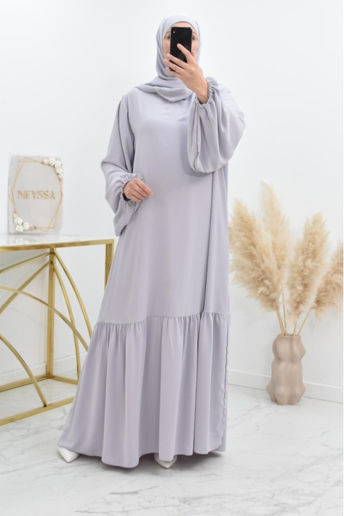 Longue robe de prière avecson  hijab intégré, abaya ample et fluide Neyssa