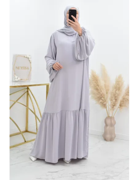 Longue robe de prière avecson  hijab intégré, abaya ample et fluide Neyssa
