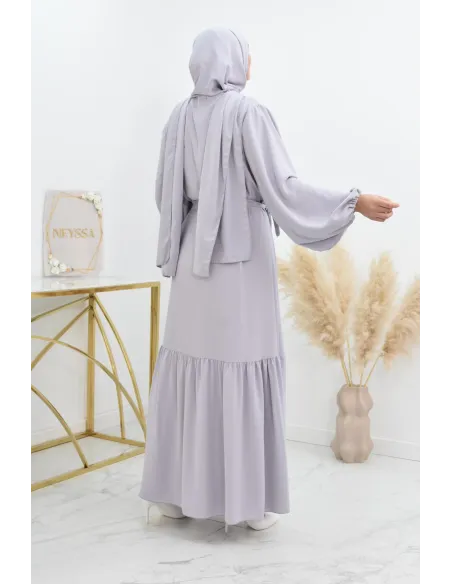 Longue robe de prière avecson  hijab intégré, abaya ample et fluide Neyssa