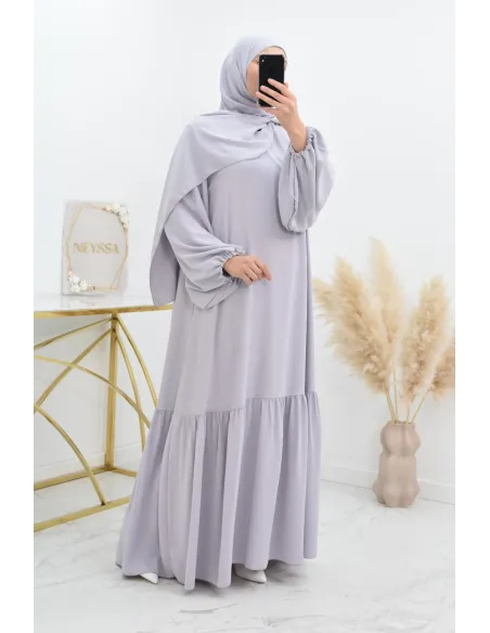 Longue robe de prière avecson  hijab intégré, abaya ample et fluide Neyssa