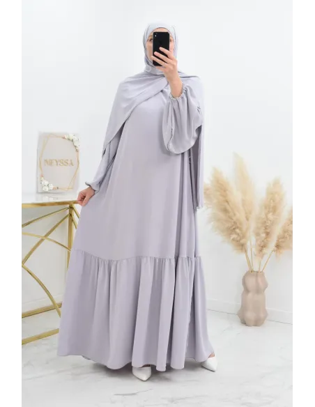 Longue robe de prière avecson  hijab intégré, abaya ample et fluide Neyssa