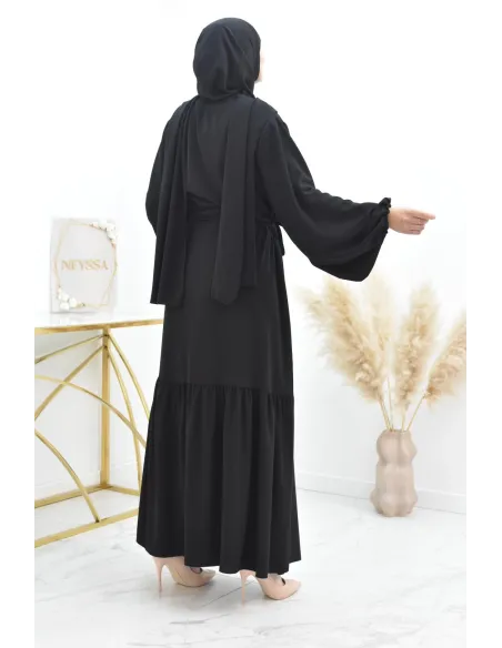 Longue robe de prière avecson  hijab intégré, abaya ample et fluide Neyssa