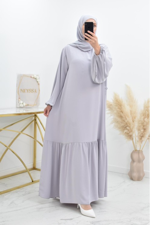 Longue robe de prière avecson  hijab intégré, abaya ample et fluide Neyssa