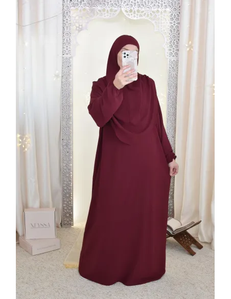 Robe de prière avec hijab intégré pas cher facile à enfiler
