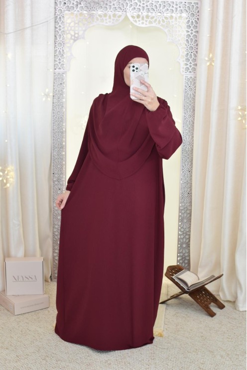 Robe de prière avec hijab intégré pas cher facile à enfiler