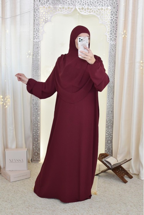 Robe de prière avec hijab intégré pas cher facile à enfiler