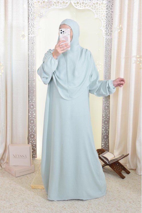 Robe de prière avec hijab intégré pas cher facile à enfiler