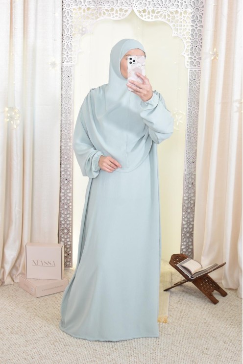 Robe de prière avec hijab intégré pas cher facile à enfiler