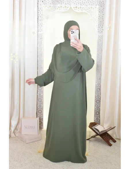 Robe de prière avec hijab intégré pas cher facile à enfiler