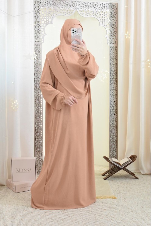 Robe de prière avec hijab intégré pas cher facile à enfiler