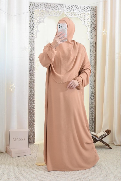 Robe de prière avec hijab intégré pas cher facile à enfiler