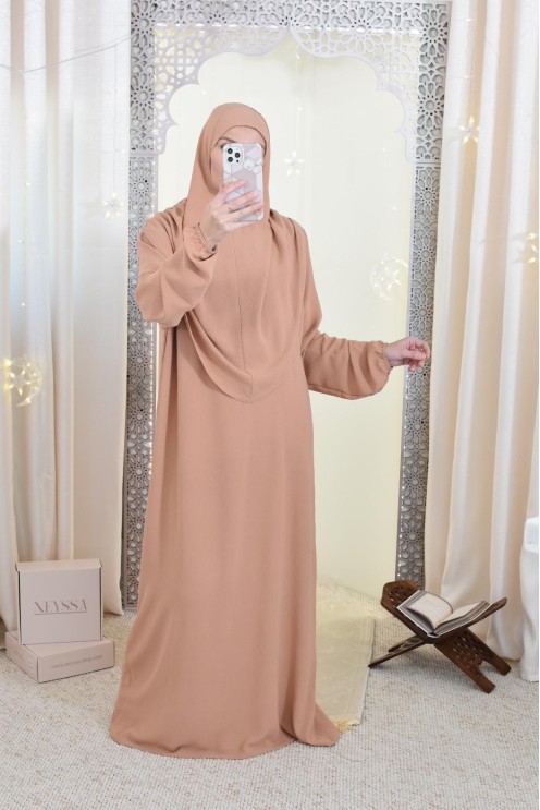 Robe de prière avec hijab intégré pas cher facile à enfiler