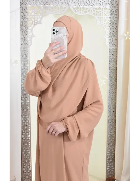 Robe de prière avec hijab intégré pas cher facile à enfiler