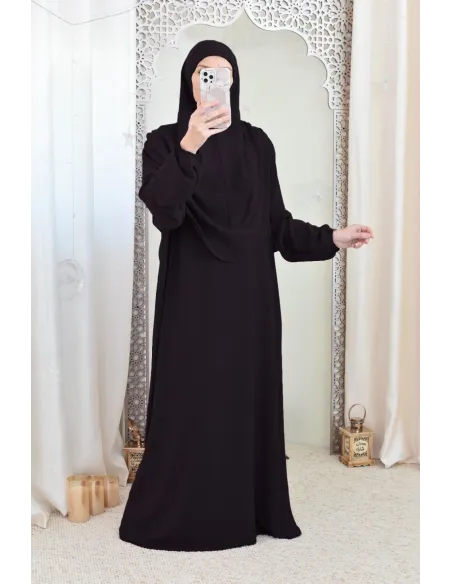 Robe de prière avec hijab intégré pas cher facile à enfiler