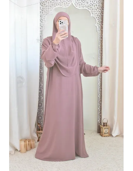 Robe de prière avec hijab intégré pas cher facile à enfiler
