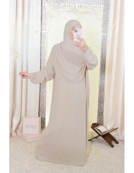 Robe de prière avec hijab intégré pas cher facile à enfiler