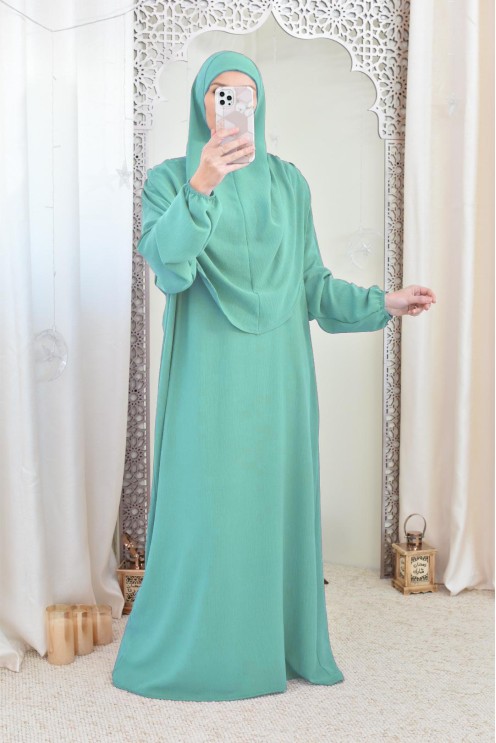Robe de prière avec hijab intégré pas cher facile à enfiler