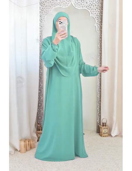 Robe de prière avec hijab intégré pas cher facile à enfiler