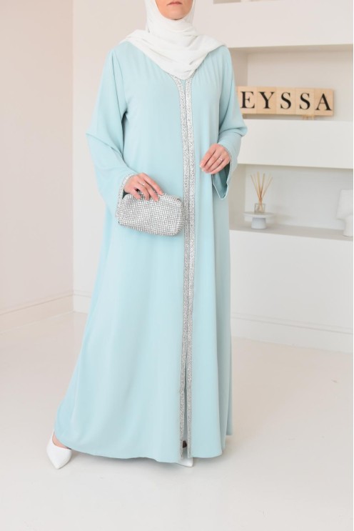 Abaya caftan style marocain oriental avec strass parfaite pour les fêtes
