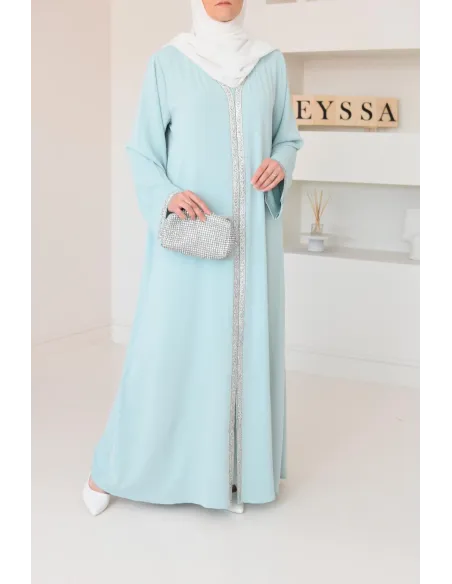 Abaya caftan style marocain oriental avec strass parfaite pour les fêtes