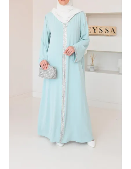 Abaya caftan style marocain oriental avec strass parfaite pour les fêtes