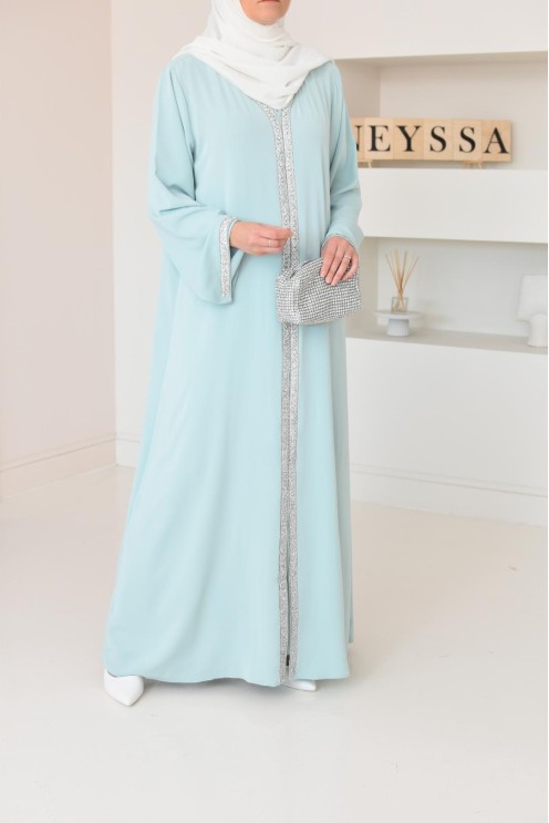 Abaya caftan style marocain oriental avec strass parfaite pour les fêtes