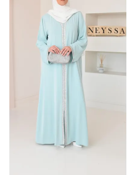 Abaya caftan style marocain oriental avec strass parfaite pour les fêtes