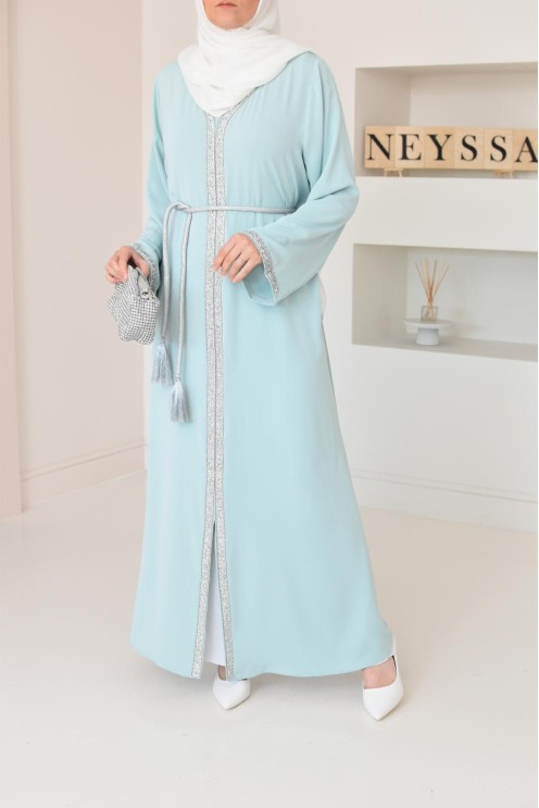 Abaya caftan style marocain oriental avec strass parfaite pour les fêtes