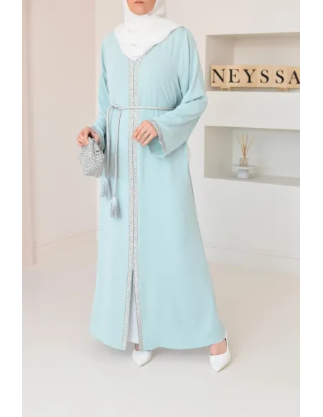 Abaya caftan style marocain oriental avec strass parfaite pour les fêtes