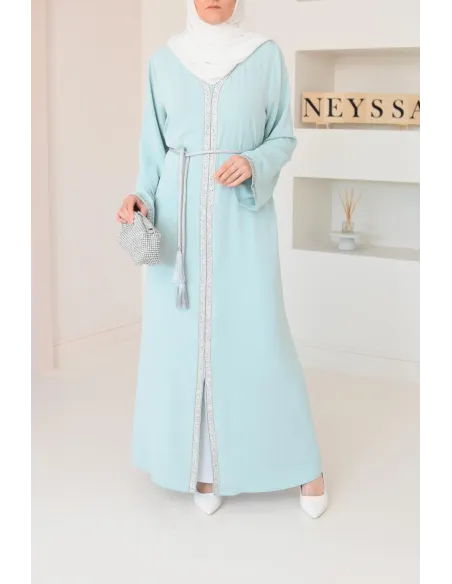 Abaya caftan style marocain oriental avec strass parfaite pour les fêtes