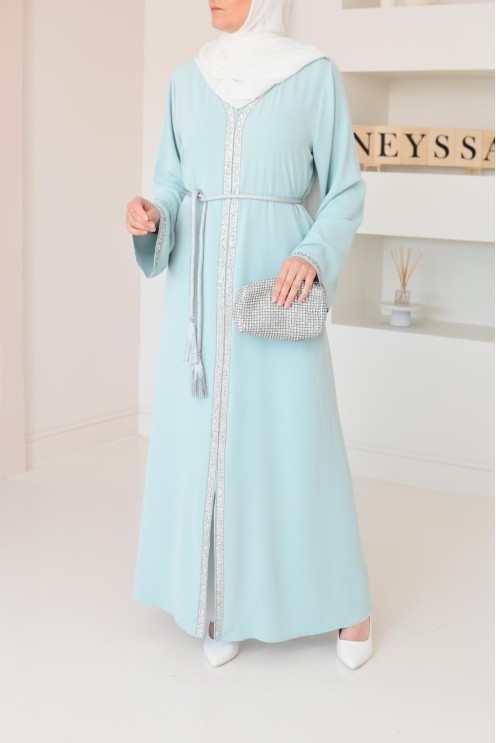 Abaya caftan style marocain oriental avec strass parfaite pour les fêtes