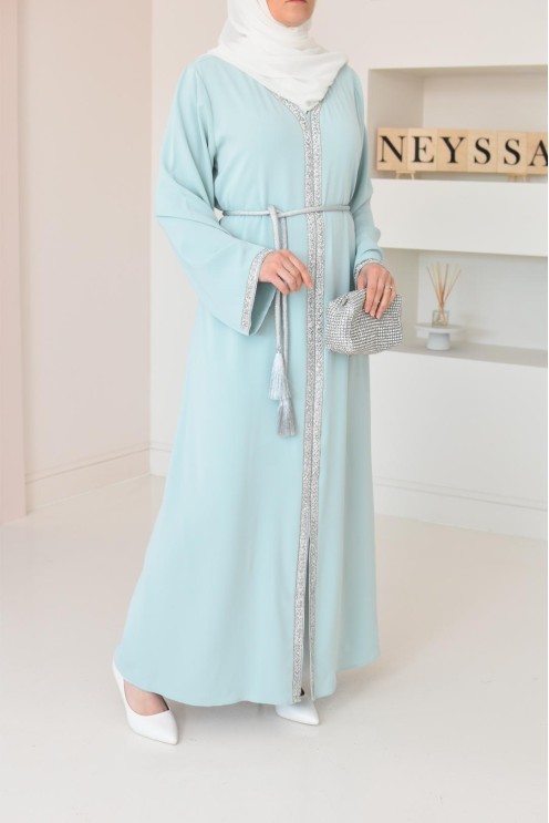 Abaya caftan style marocain oriental avec strass parfaite pour les fêtes