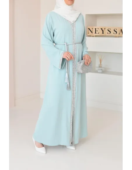 Abaya caftan style marocain oriental avec strass parfaite pour les fêtes