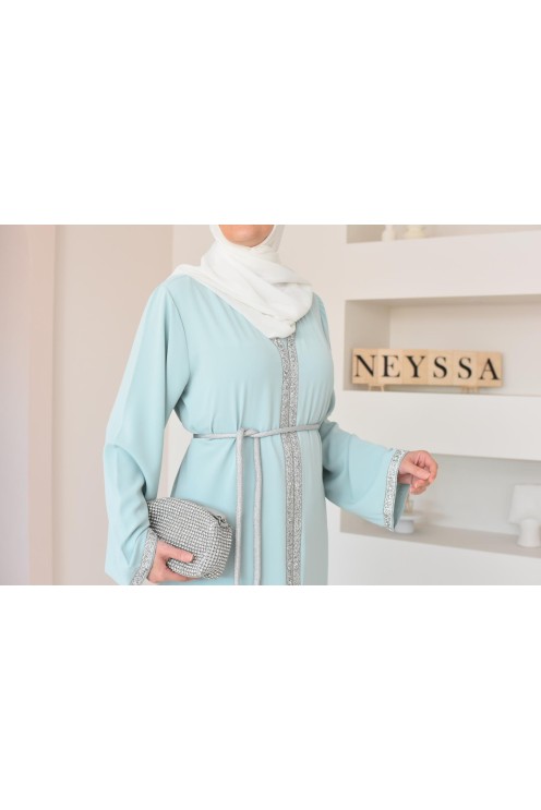 Abaya caftan style marocain oriental avec strass parfaite pour les fêtes