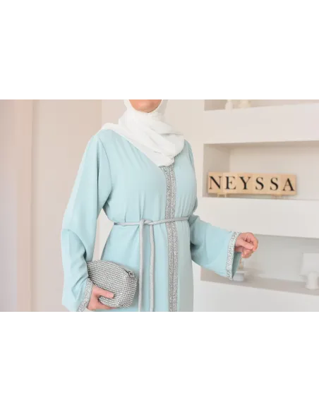 Abaya caftan style marocain oriental avec strass parfaite pour les fêtes