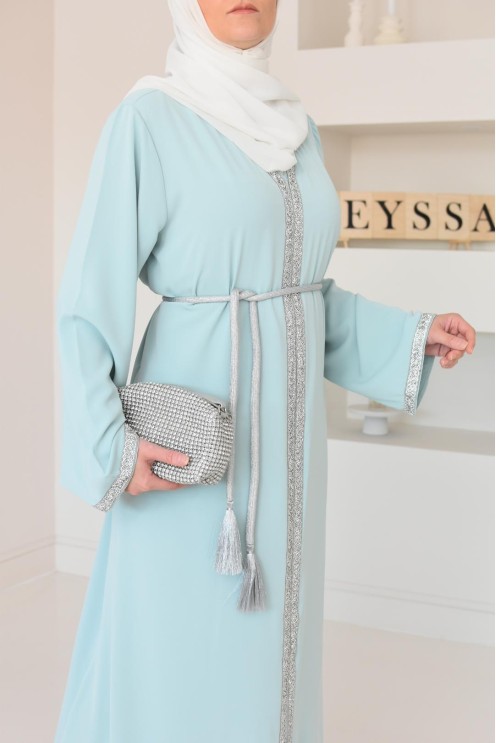Abaya caftan style marocain oriental avec strass parfaite pour les fêtes