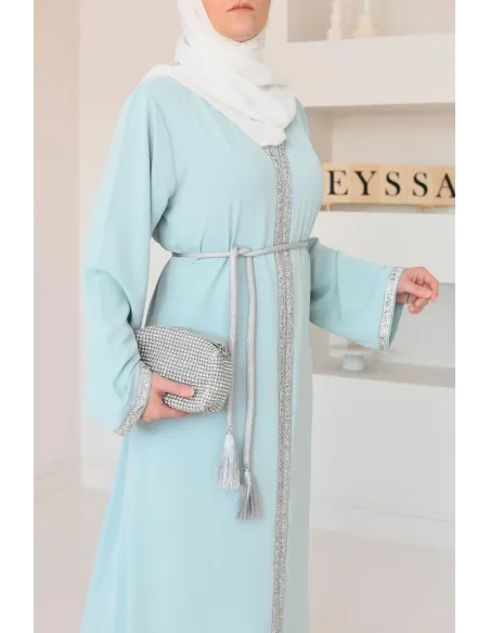 Abaya caftan style marocain oriental avec strass parfaite pour les fêtes